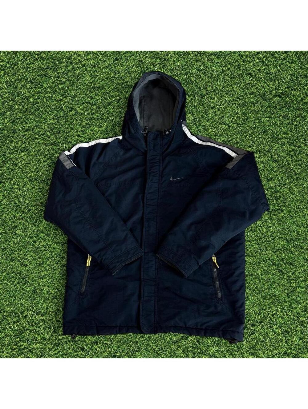 Vintage 90s Nike Navy Blue Windbreaker Jacket White Stripes